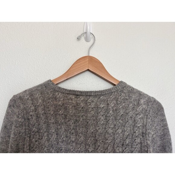 PLY Cashmere Sweater Women’s Size S Gray Cable Knit Fitted Pullover Peplum Soft - Picture 4 of 5